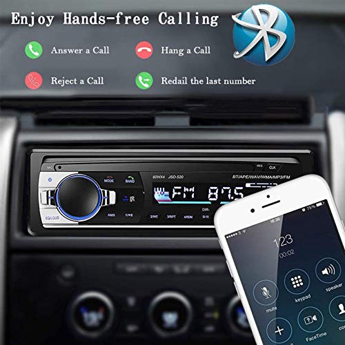 Aigoss Bluetooth Car Stereo, 4x60W Car Audio FM Radio, MP3 Player USB/SD/AUX Hands Free Calling with Wireless Remote Control