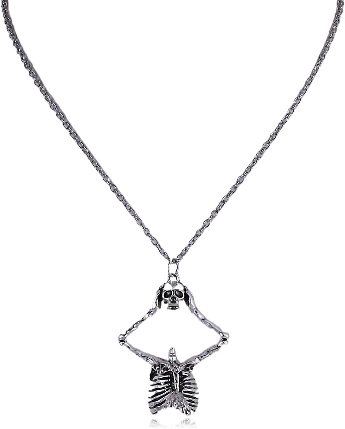 Pirate Skull Necklace for Women Men Halloween Skeleton Pendent Necklace Gothic Pirate Hanging Rock Biker Skull Necklaces Halloween Pirate Accessories