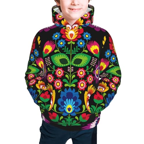 Traditional Floral Polish Kids Pullover Hoodies Boys Sweatshirts Girls Athletic Clothes with Pocket2