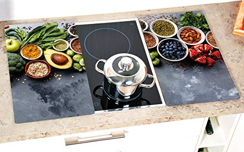 KESPER | Multi-Glasschneideplatte 2er Pack, Material: Glas, Maße: 52 x 30 x 0.5 cm, Motiv: Healthy Kitchen, Farbe: Grau | 36543 13 – Ansicht 2