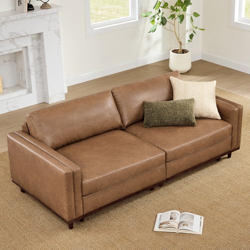 Image of CHITA 83 inch Super Large Sectional Modular Sofa, Loveseat, Faux Leather, Camel