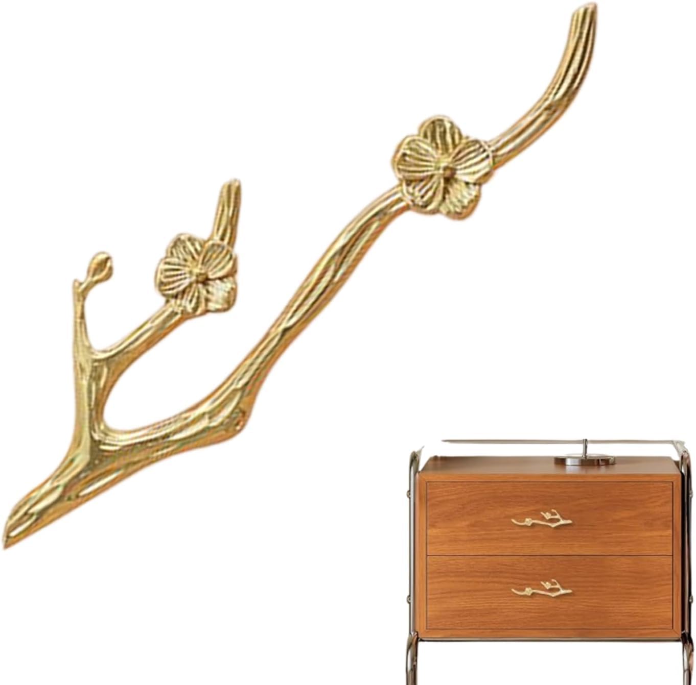 Poignées d'armoire design branche en métal pour tiroir et commode