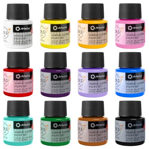 Image of Artecho 12 Colors Acrylic Leather Paint 1oz Set