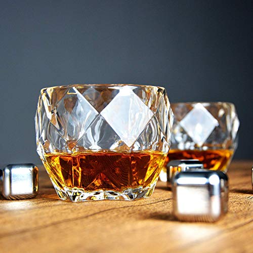 Nirgun Empex Diamond Shaped Whiskey Glass, Unique Cool Crystal Rocks Whiskey Glasses Set for Scotch, Bourbon, Vodka, Liquor, Wine, Drink (350 ml, Diamond) (6 pcs)