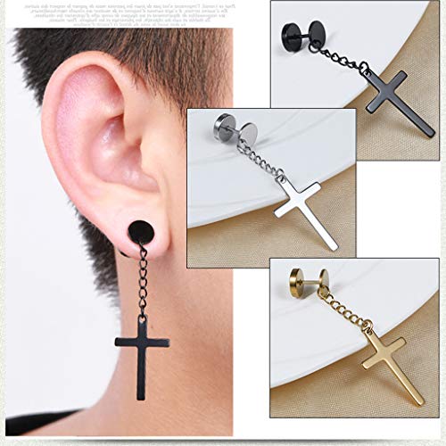 Tanmo 9 Pair/Set Fashion Men Women Stainless Steel Cross Hoop Dangle Drop Earrings Unisex Ear Buckle Jewelry – Image 4