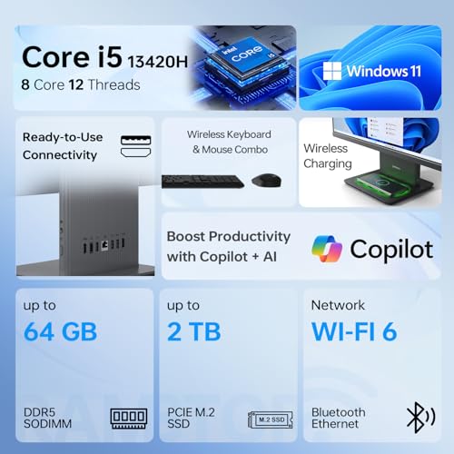 Image of Lenovo IdeaCentre AIO Gen 9 27 inch QHD 2.5K+ 100Hz Touchscreen All-in-One Desktop, 8-Core i5-13420H, 16GB DDR5, 1TB SSD, Webcam, Wireless KB & M, Win11 Home, Bundle with ADATA 64GB USB Flash Drive