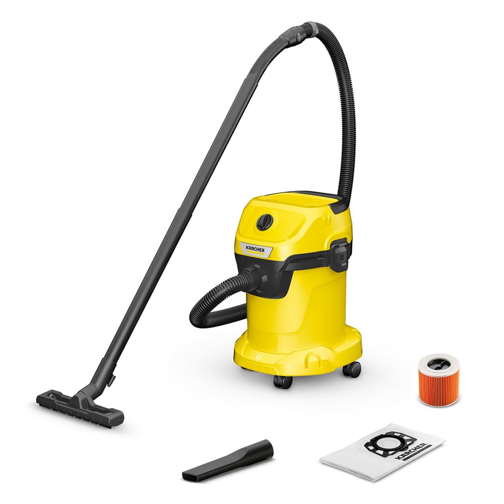 KARCHER Wd 3 V Wet & Dry Vacuum Cleaner, 23 kPa Suction Power, 17L Tank, 1000W Blower Function, Cartridge Filter & Fleece Filter Bag, for Home, Car & Furniture Cleaning, German Tech