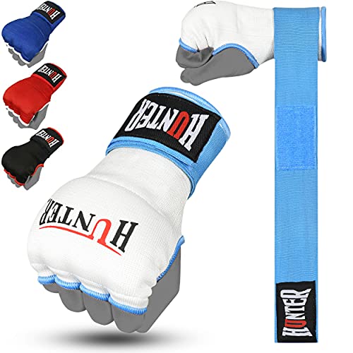 HUNTER Envoltórios de mão de boxe de gel para homens e mulheres, luvas internas rápidas com suporte de pulso para MMA, Muay Thai, kickboxing e treinamento de artes marciais, proteção da junta (par