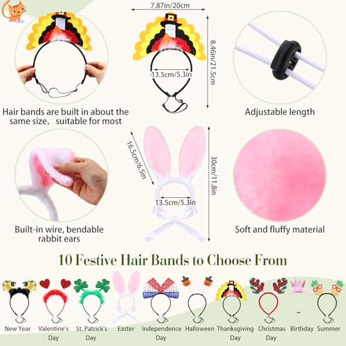 Dansydaisy 20 Pieces Dog Bandanas Holiday Pet Costume Accessories Adjustable Dog Headbands for Easter Large Pet Scarf Costume Supplies - Image 3