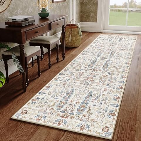 WondRg Washable Floral Runner Rug for Home Cover