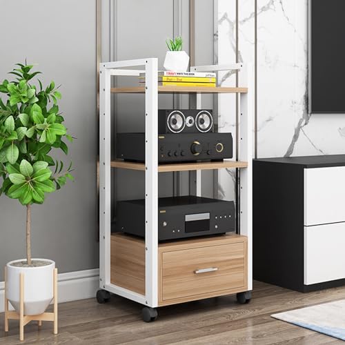 Home Stereo Rack System, AV Media Stand With Drawer, Heavy Duty Audio/Video Component Cabinet,Multi-Function Open Storage Shelf, for Living, Gaming And Recording Rooms(Size:B-3 Tier 60x40x100cm)