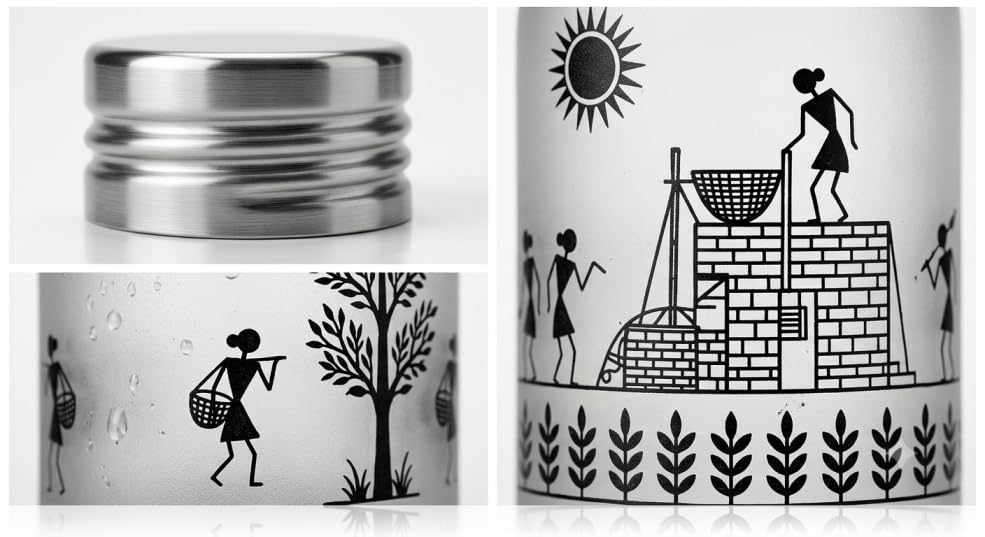 Image of VedicCrafts 800ml Printed Glass Water Bottle