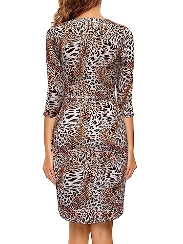 Image of Berydress Women's 3 /4 Sleeve V Neck Casual Party Work Faux Black Wrap Dress