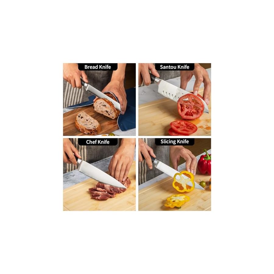 Alata-15-Piece-Knife-Set-with-Block-Razor-SharpKitchen-Knife-Set-Forged-Triple-Rivet-Stainless-Steel-Knife-Block-Set Alata 15-Piece Knife Set with Block, Razor-Sharp,Kitchen Knife Set, Forged Triple Rivet Stainless Steel Knife Block Set