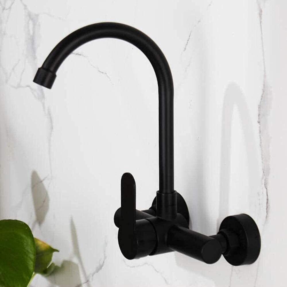 ZBBDFAZD Faucets,Kitchen Faucet, Black, Kitchen Wall Tap, Single Lever, Kitchen Wall Tap, Sink Tap/Black B