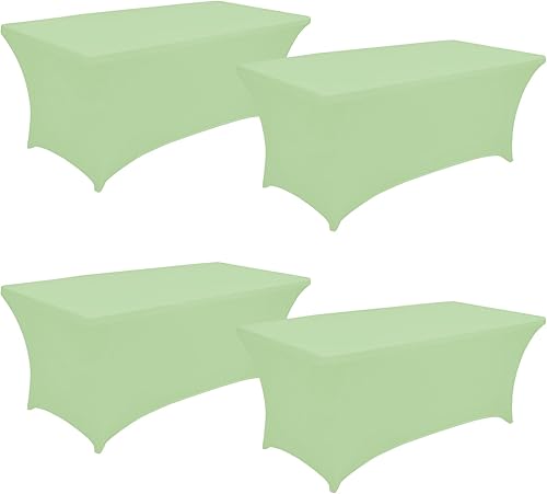 Mantel de elastano de 8 pies para mesas plegables, rectangular, lavable, resistente a las arrugas, elástico, protector para banquete de boda