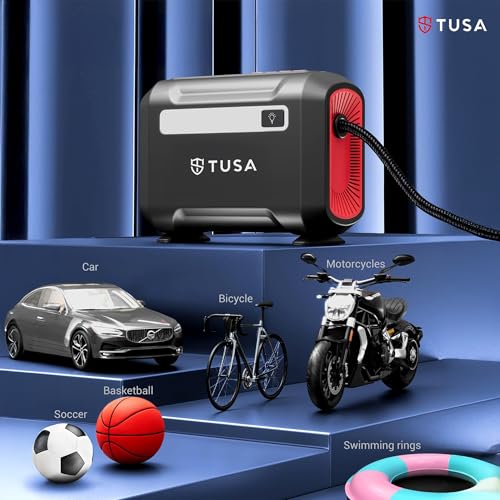 Image of TUSA Drive Go 12V DC Tyre Inflator | Large Dual Digital Display | 3X Faster Inflation Portable Air Compressor| For Car, Bike, Ball & Motorcycle