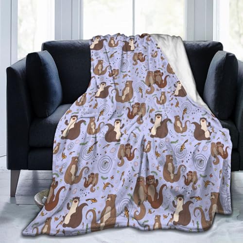Carwayii Sea Otters Blanket Throw Blanket Otter Gift for Women Men Soft Flannel Sofa Durable Travel Birthday Gift 60"X50"