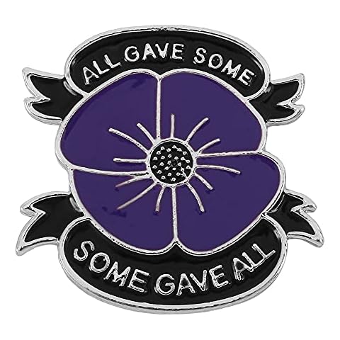 Purple Poppy Brooches Remembrance Day Poppy Badges Veterans Lapel Banquet Flower Pin Women Men Girls Gift 2021 ALL GAVE SOME(Silver) Cover