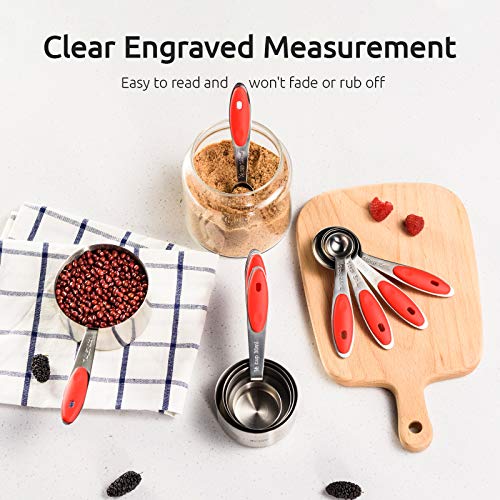 Image of U-Taste Measuring Cups Spoons Set, 18 /8 Stainless Steel, 10Pcs, Red