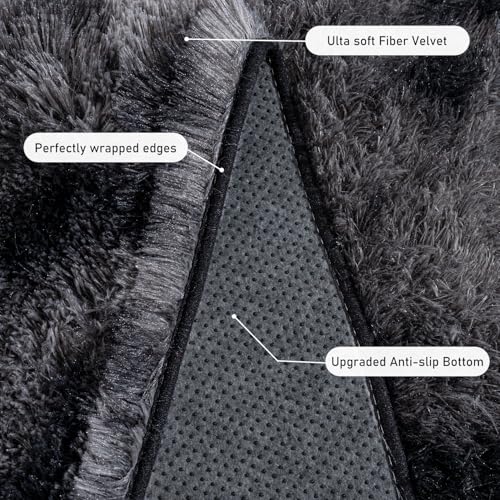 Rugs for Bedroom 4x6, Soft Shaggy Modern Shag Area Rug for Living Room, Upgrade Non-Slip Plush Fluffy Carpet for Kids Boys Girls Room Home Decor Aesthetic, Dark Grey