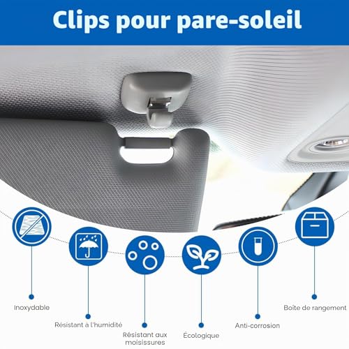 Lot de 2 Clips de Pare-Soleil pour Audi A4 B8, Support de Pare-Soleil Audi avec A1 A3 A4 A5 Q3 Q5 (8E0 857 562) A7 B6 B7 B8 S4 S5 Accessoires de Voiture Anti-Reflets – vue 3