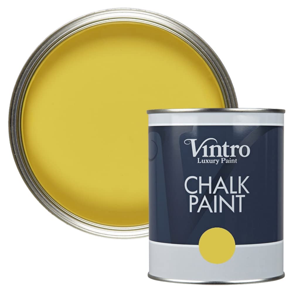 Vintro Paint Sunflower Matt Finish Chalk Paint 1L - Yellow - Wood/Plastic/Metal - Large