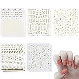 [Calidad premium]: estas pegatinas de uñas doradas están hechas de materiales respetuosos con el medio ambiente, no tóxicos, suaves y cómodos al tacto, fáciles de quitar y no dañarán tus uñas. Con la aplicación adecuada, puedes conseguir tus encantadoras uñas en hogar.