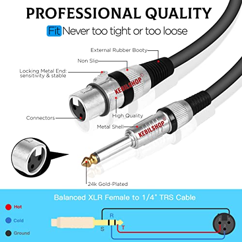 Image of Microphone Cable 3 Pin XLR Female to 1 /4 inch TS 6.35 mm Male 5 Meter /16 Feet, TRS to XLR Female Cable For Dynamic Microphone,Amplifier. (BLACK)