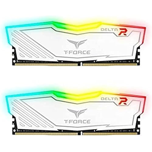 TEAMGROUP Team T-Force Delta RGB DDR4 Gaming Memory, 2 x 8 GB, 3200 Mhz, 288 Pin DIMM, White