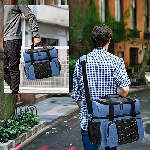 DSLEAF Bowling Bag for 2 Balls, Bowling Tote with Wooden Bowling Cups and Padded Divider for Double Ball and A Pair of Bowling Shoes Up to Mens 16 and Extra Essentials (Patent Design), Bag Only