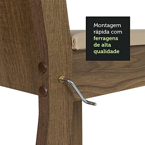 Conjunto Sala de Jantar Madesa Débora Mesa Tampo de Vidro Redondo 4 Cadeiras - Rustic/bege