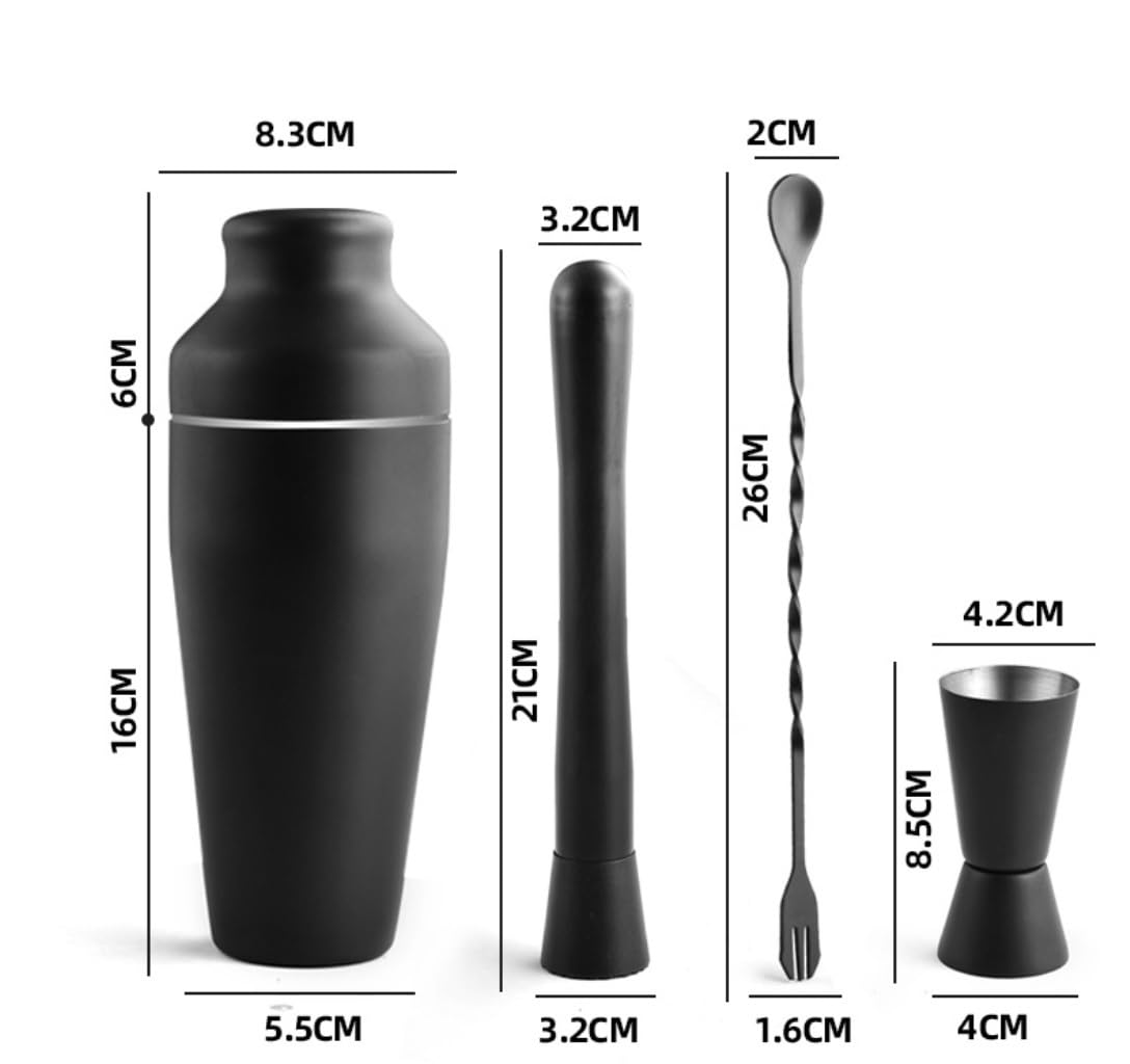 Coctelera de Cóctel,Barman Coctelera Francesa De Acero Inoxidable con Estante, Juego 8 Piezas Manivela para Vino Amantes de Los Cócteles