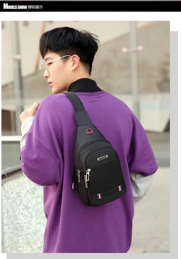 Men's chest bag canvas leisure bag sports small backpack oxford cloth single shoulder messenger bag thumbnail