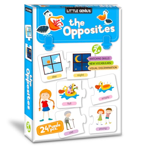Image of The Opposite 24 Puzzle Game Box Set for Kids - Early Learning Activity with Matching Skills, Colorful Fun Illustrations for Kids, Toddlers - Ages 2+ Years