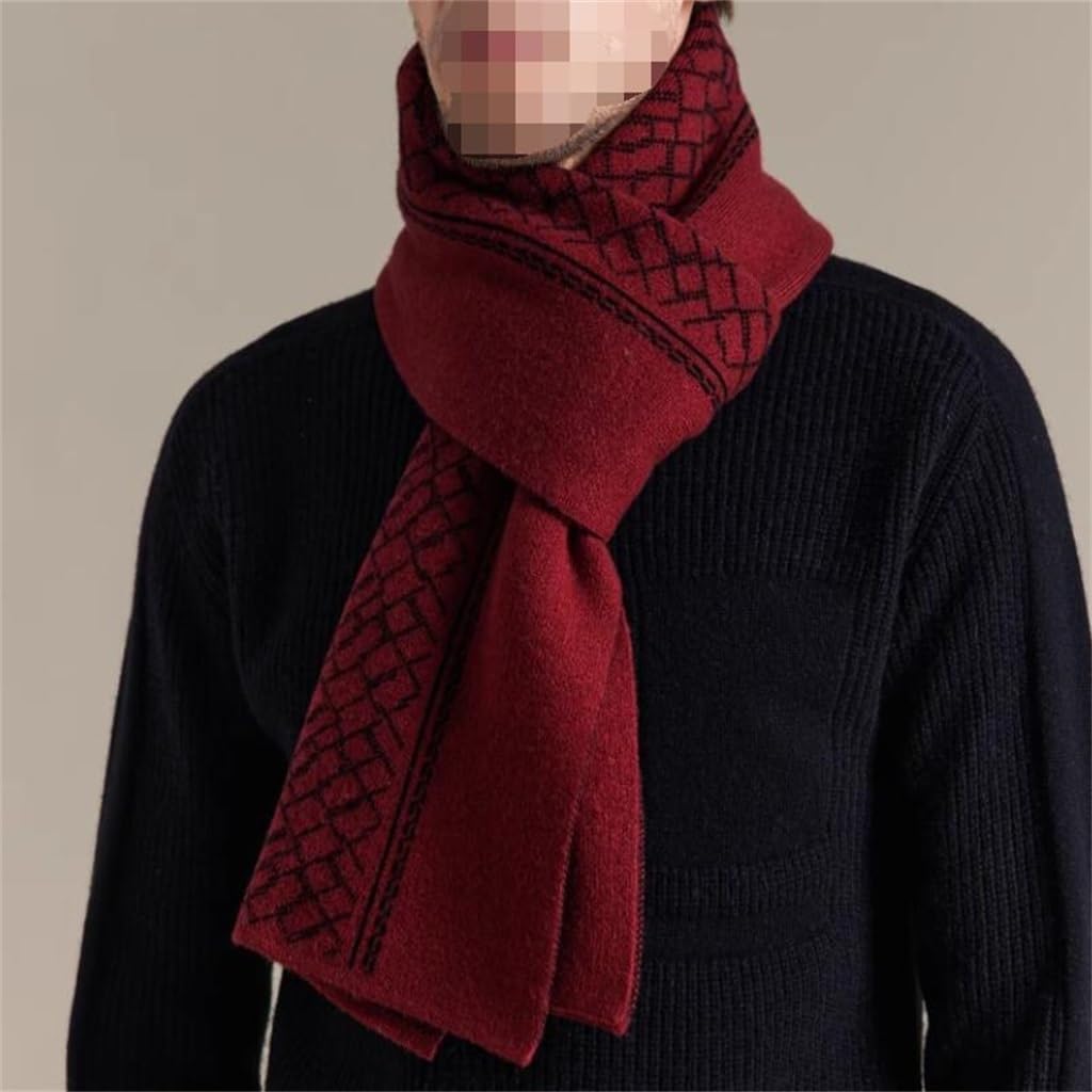 Wool Red Scarf For Men And Women Winter Thickened Warm Gift