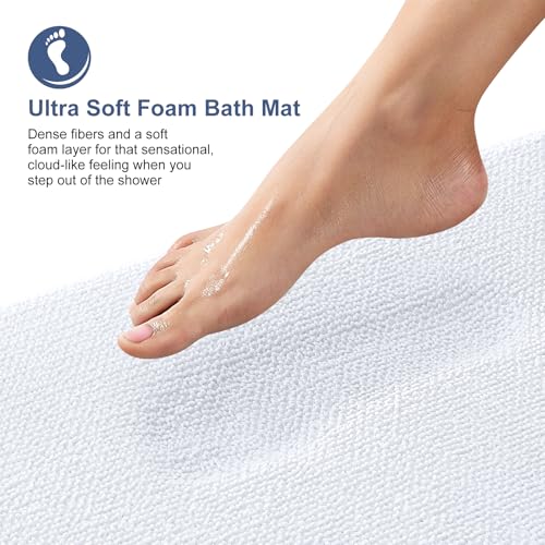 Image of OLANLY Thick Memory Foam Bath Mat Rug 30x20, Extra Soft Absorbent Bathroom Rug, Quick Dry Bath Mats, Non-Slip, Machine Washable Carpet for Bathroom, Tub and Shower, Home Decor Accessories, White