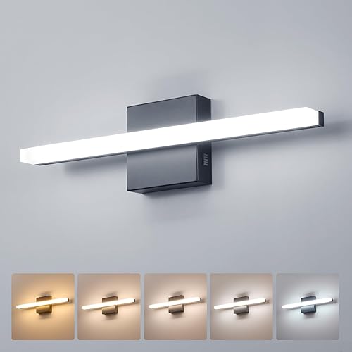 Combuh 5CCT - Lámpara de baño sobre espejo, barra de iluminación LED negra mate de 16 pulgadas para baño, 10 W, 880 lúmenes, modernos apliques de