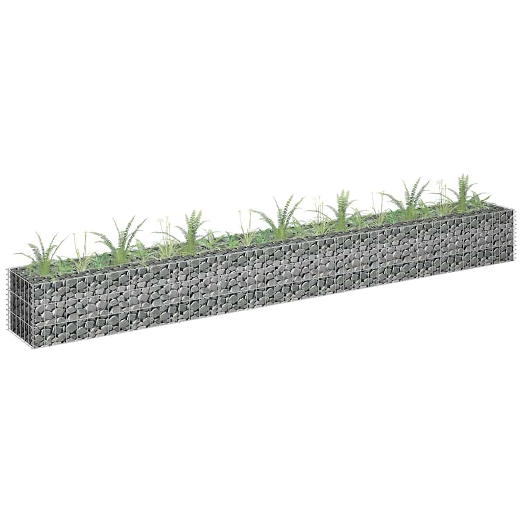 Jardinera de acero galvanizado de 270x30x30 cm plateada para huerto y jardin