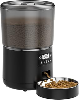 Alimentador automático para cães, alimentador de gatos, dispensador de ração para cães de estimação 4L com programação de alimentação personalizada, alimentador automático extra grande para animais de estimação 1-4 refeições por dia, gatos, cães pequenos e médios