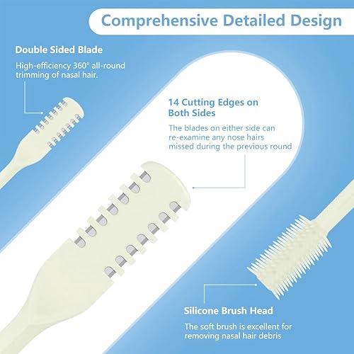 Miniatura 4 de Cortador de pelo nasal 2 en 1, recortador manual de doble cara con cepillo, cuchillo de nariz giratorio de 360 para hombres y mujeres, herramienta