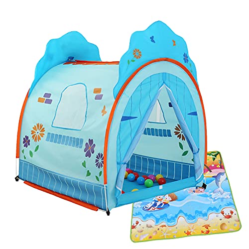 Kinder Spielen Zeltkinderspielhaus, Außenlager von Outdoor-Kampagnen, können Sie als Geschenk für Jungen und Mädchen genutzt Werden,Blau Cover
