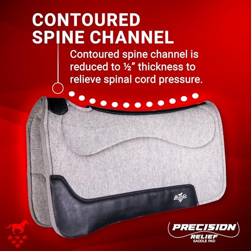 Image of Professional's Choice Precision Relief Felt Saddle Pad | Reduce Pressure from the Horse's Back and Prevent Rolling | Felt of Merino Wool Bottom | Barrel & Roper Sizes