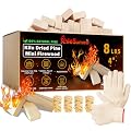 KoleSummit Mini Fire Stick with Fire Starters Gloves 4" Kiln Dried Pine Small Barkless Kindling Logs Compatible with Wood Stoves, Tabletop Fire Pits, BBQ Grills & Pizza Ovens, 8 lb Box