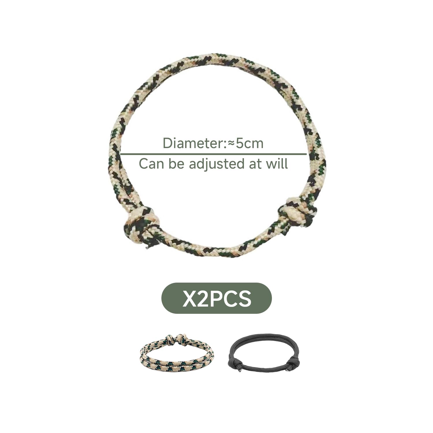 Pulsera de Paracord Ajustable Multifunción Nailon para Camping Montañismo
