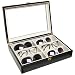 Luxurious Black Eyeglasses / Sunglasses Storage Organizer Display Case Box w/ Leatherette Trim - MyGift