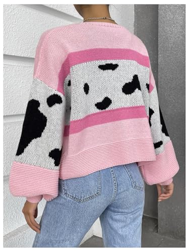 Image of MakeMeChic Women's 3D Floral Cardigan Sweaters Open Front Cropped Cute Cardigan Lantern Sleeve Outerwear