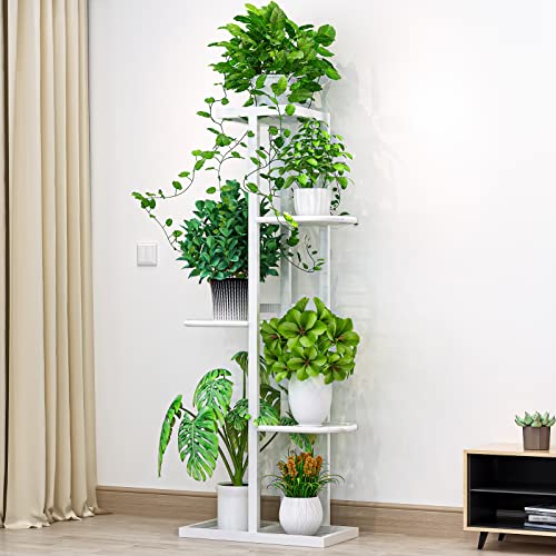 Image of LINZINAR Metal 5-Tier 6-Pot Plant Stand, White