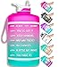 NatureWorks HydroMATE Gallon Water Bottle with Straw BPA FREE Leak Proof Reusable Water Bottle with Times to Drink Marked Hourly 128 oz