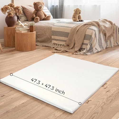 Padded Baby Play Mat - Thick Play Mat for Baby - Extra Thick & Super Soft Non Toxic Vegan Leather Floor Mat for Baby Girls and Boys - Crawling Mat for Baby Play on Floor - Thumbnail 5